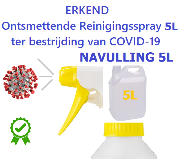 ontsmettende reinigingsspray covid 19 corona 5l