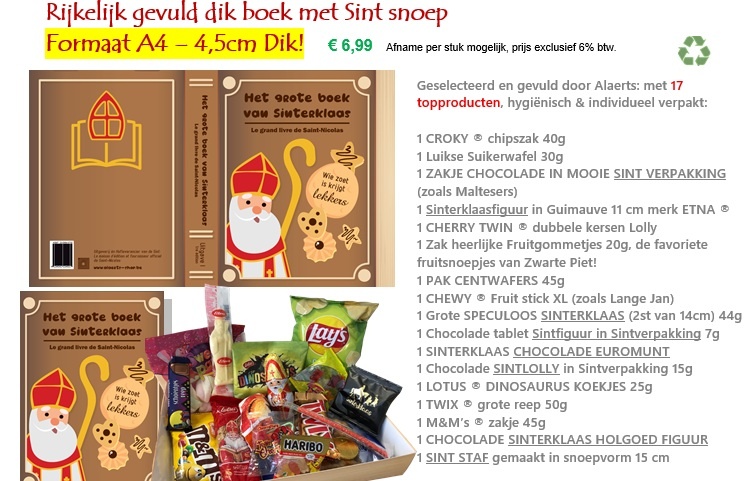 gevuld boek met sinterklaas snoep