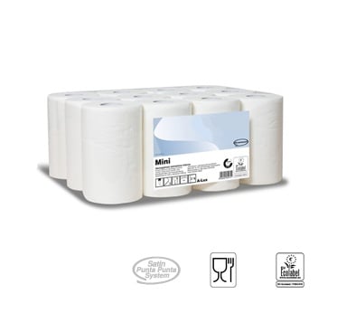 Poetsrollen Poetspapier MINI WIT 2lgs x 12 rollen (pak)