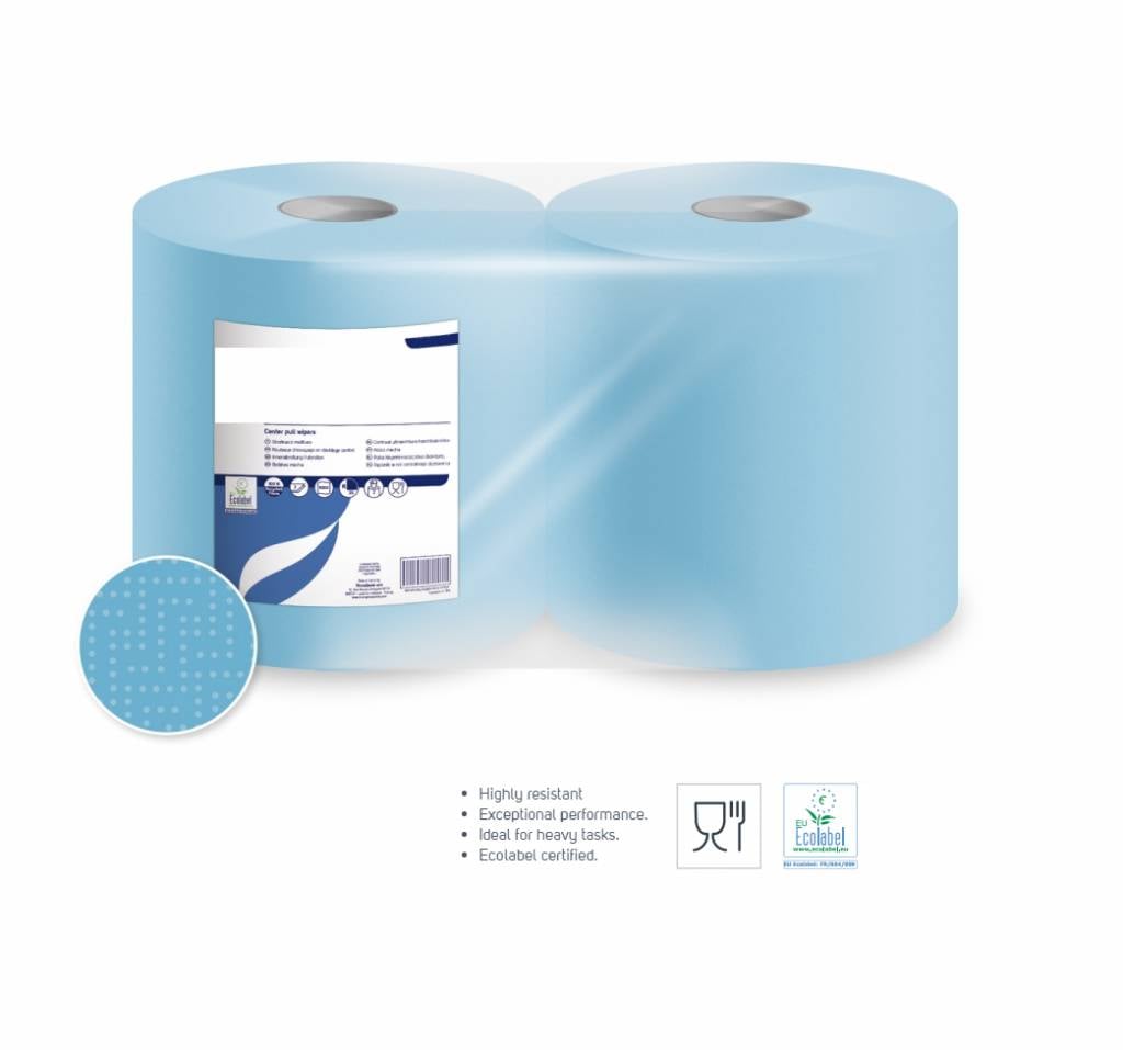 Poetsrollen BLAUW Industrie 2lgs 26cmH 340m - 2 Rollen