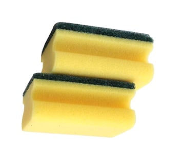 Schuurspons met greep geel-groen GROOT 10st.