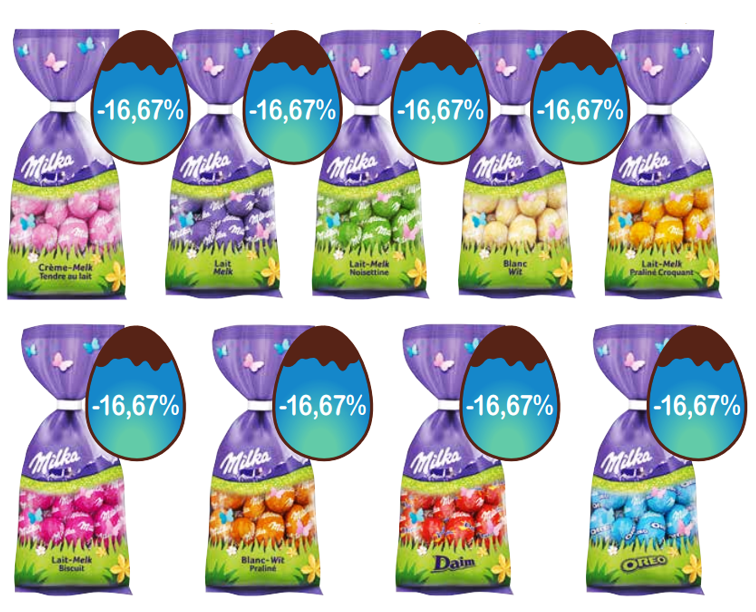 Milka paaseitjes 81g (alle smaken verkrijgbaar)