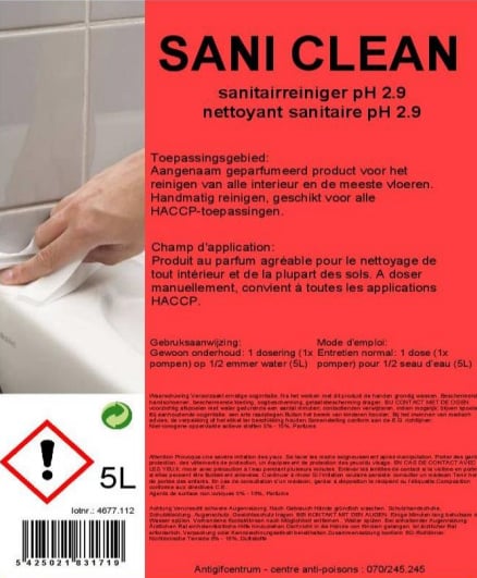 Saniclean nettoyant pour sanitaires 5L