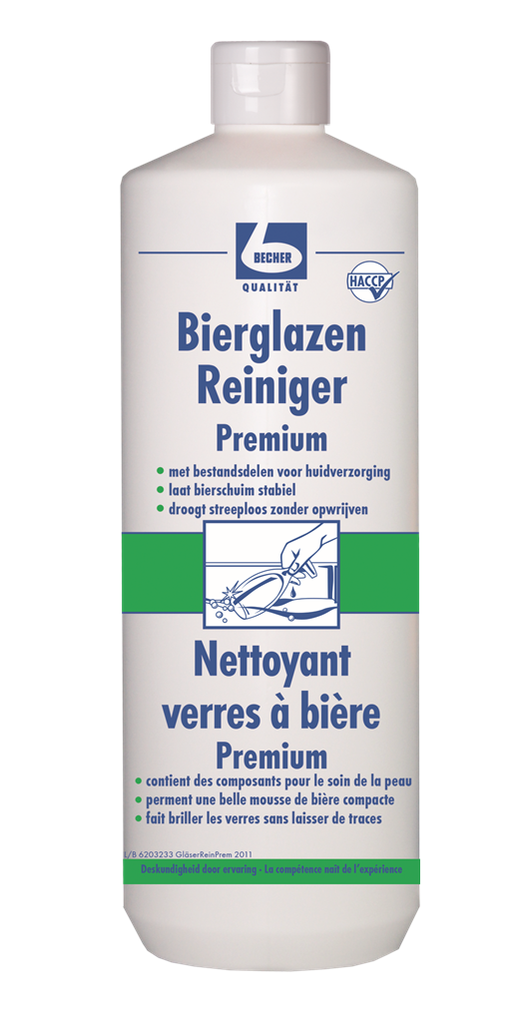 Becher bierglazen reiniger PREMIUM 1L (met handbescherming)