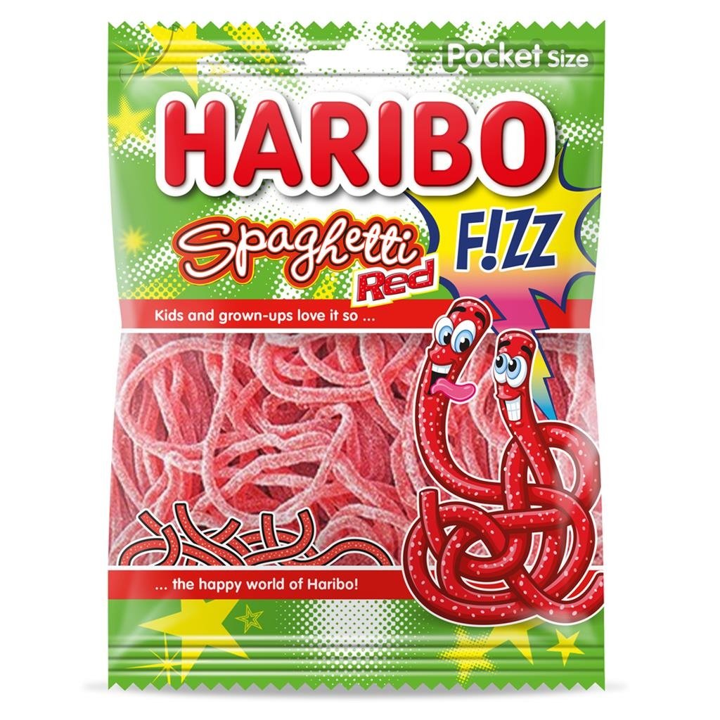 Haribo spaghetti red fizz 70g x 28st.