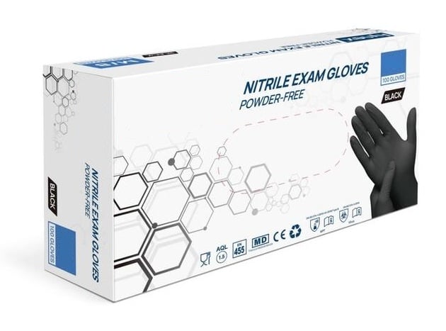 Nitril Handschoen ZWART M 100st.