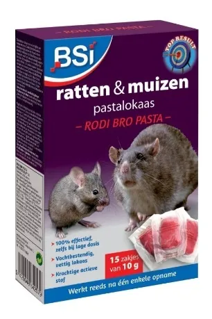 Ratten en Muizen Pasta lokaas 15 x 10g zakjes - Rodi